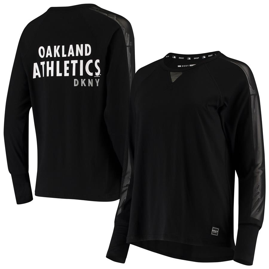 Oakland Athletics DKNY Sport Women's Power Long Sleeve Raglan T-Shirt - Black