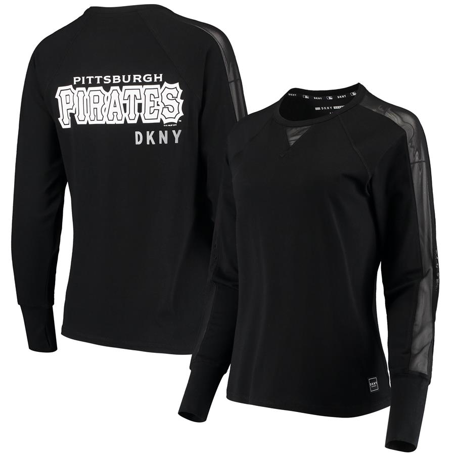 Pittsburgh Pirates DKNY Sport Women's Power Long Sleeve Raglan T-Shirt - Black