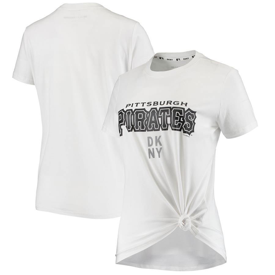 Pittsburgh Pirates DKNY Sport Women's Side Tie T-Shirt - White