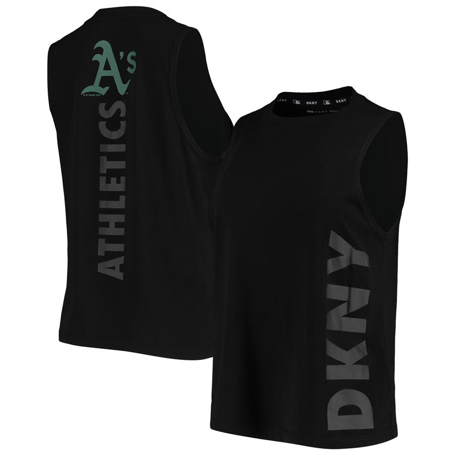 Oakland Athletics DKNY Sport Women's Tri-Blend Tank Top - Black