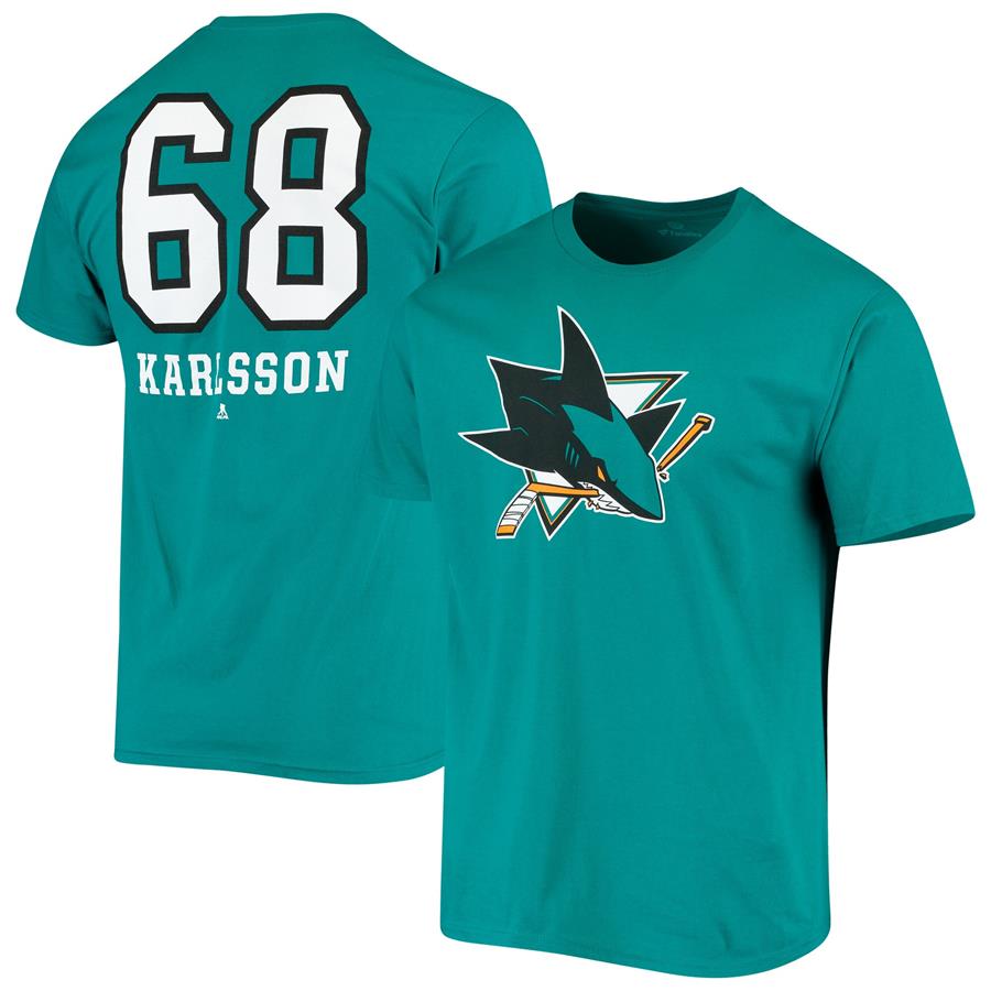Melker Karlsson San Jose Sharks Fanatics Branded Name & Number T-Shirt - Teal