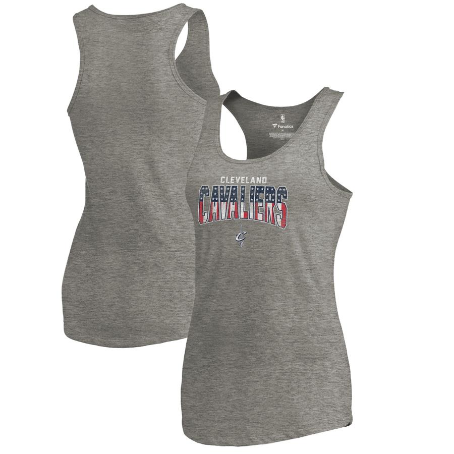 Cleveland Cavaliers Fanatics Branded Women's Americana Racerback Tri-Blend Tank Top - Heathered Gray