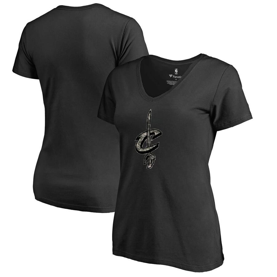 Cleveland Cavaliers Fanatics Branded Women's Camo Cloak V-Neck T-Shirt - Black