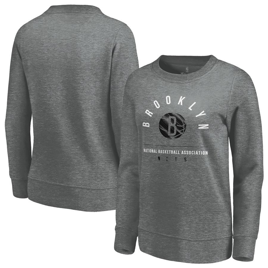 Brooklyn Nets Fanatics Branded Women's Versalux Triumph Crew Neck Sweatshirt - Heathered Gray
