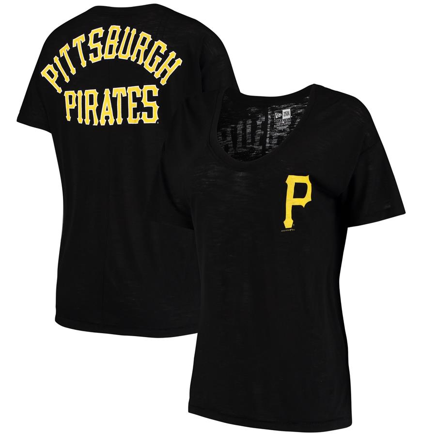 Pittsburgh Pirates 5th & Ocean by New Era Women's Slub T-Shirt - Black