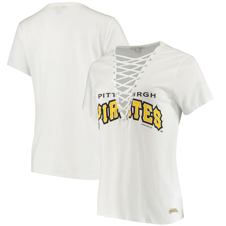 Pittsburgh Pirates Express Women's Lace-Up T-Shirt - White