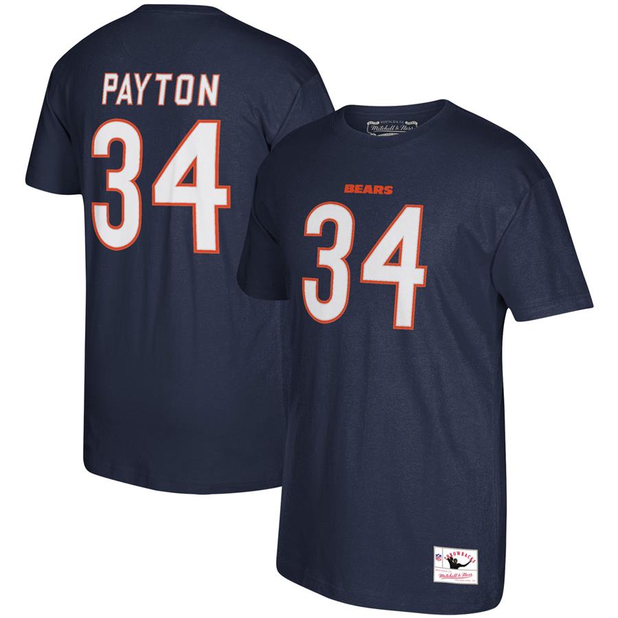 Walter Payton Chicago Bears Mitchell & Ness Retired Player Logo Name & Number T-Shirt - Navy