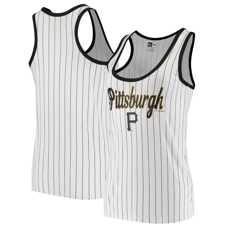 Pittsburgh Pirates 5th & Ocean by New Era Women's Pinstripe Tank Top - White