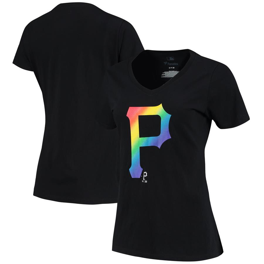 Pittsburgh Pirates Fanatics Branded Pride V-Neck T-Shirt - Black