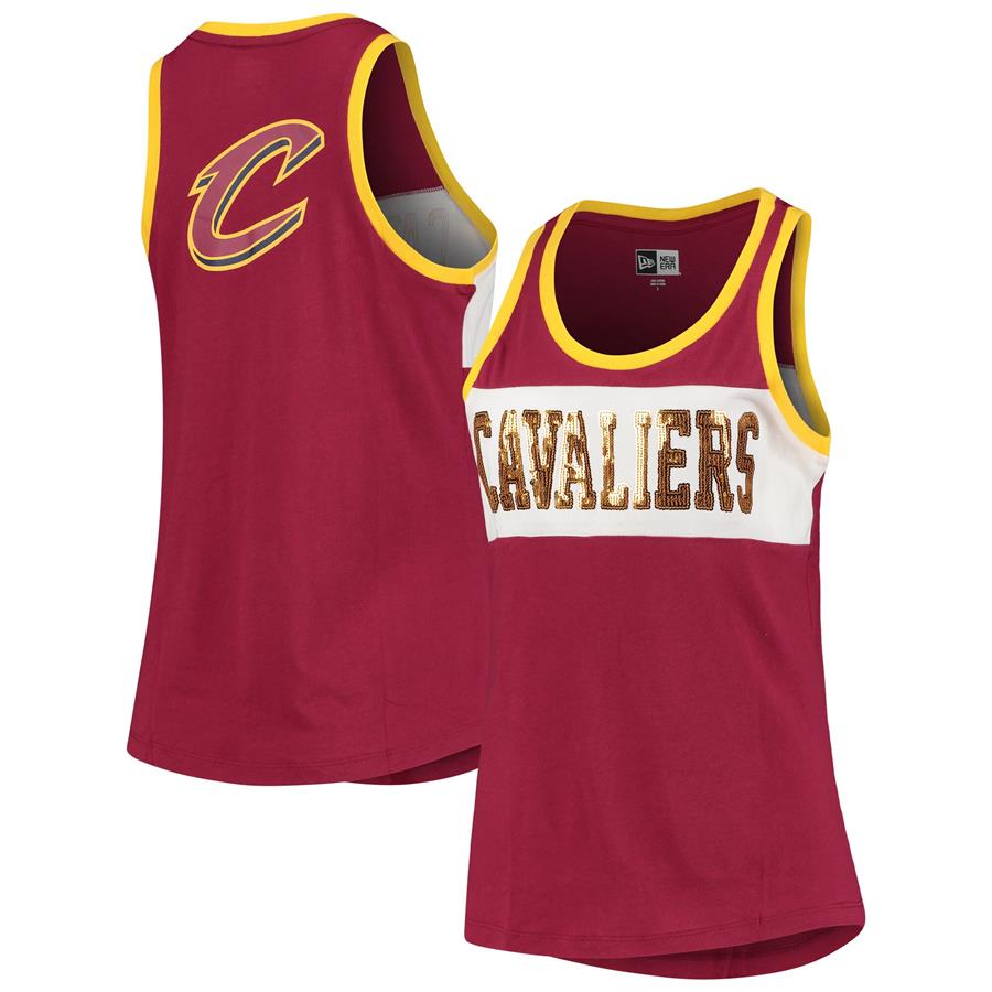 Cleveland Cavaliers New Era Women's Sequins Tank Top - Red