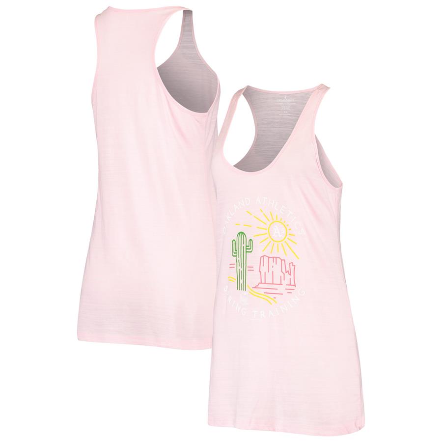 Oakland Athletics Soft as a Grape Women's Spring Training Circle Scene Tri-Blend Tank Top - Pink
