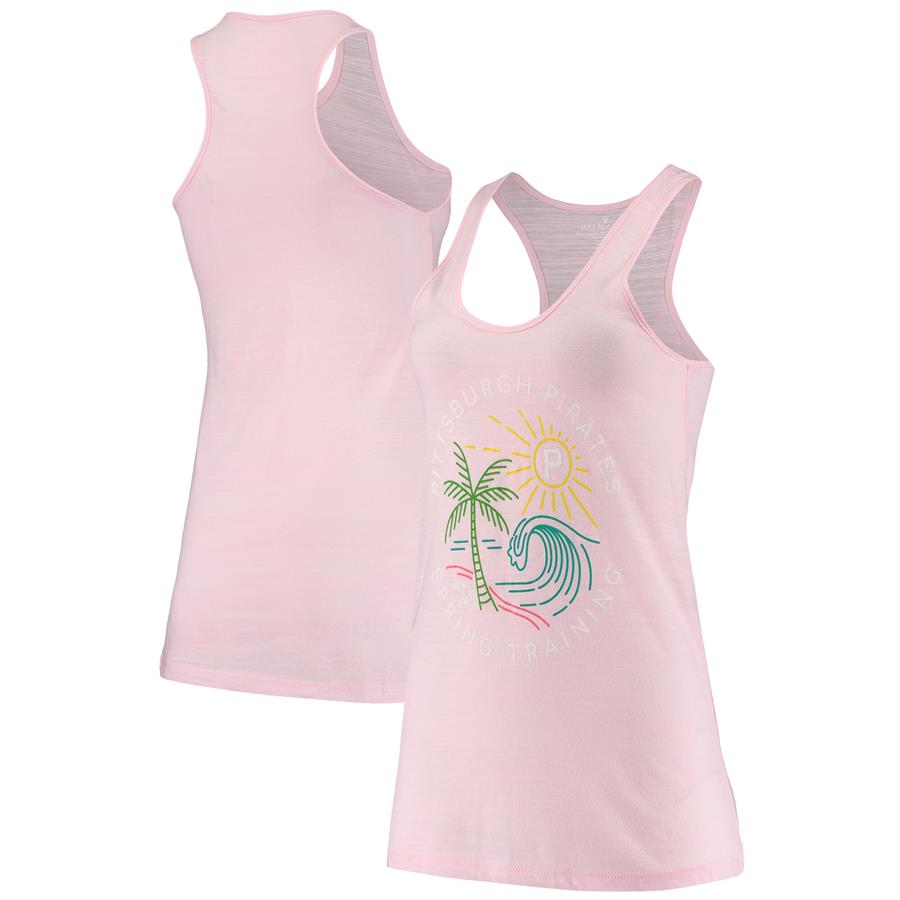Pittsburgh Pirates Soft as a Grape Women's Spring Training Circle Scene Tri-Blend Tank Top - Pink