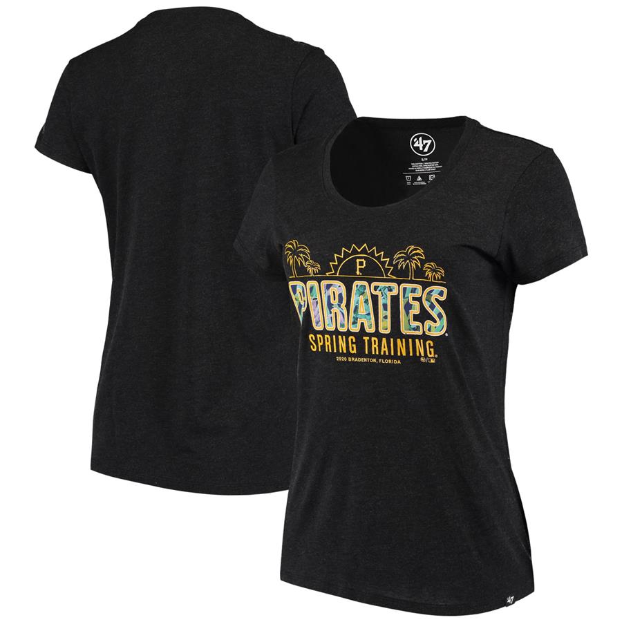 Pittsburgh Pirates '47 Women's Spring Training Floral Fill Club Scoop Neck T-Shirt - Heathered Black