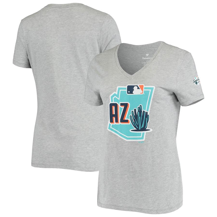 Cactus League Fanatics Branded Women's Spring Training Power Hitter V-Neck T-Shirt - Heathered Gray