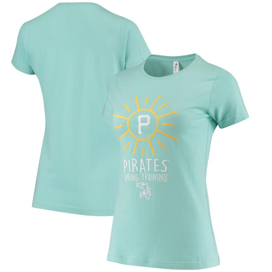 Pittsburgh Pirates Soft as a Grape Women's Spring Training Sunburst Scoop T-Shirt - Teal