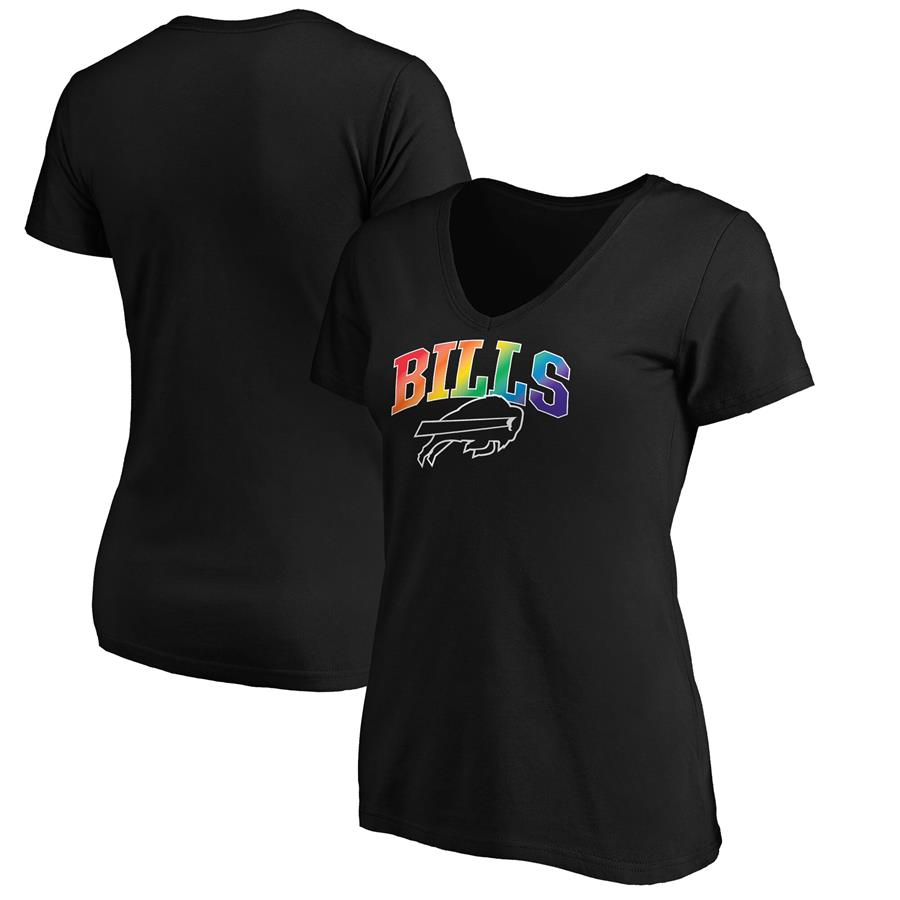 Buffalo Bills NFL Pro Line by Fanatics Branded Women's Pride Logo V-Neck T-Shirt - Black