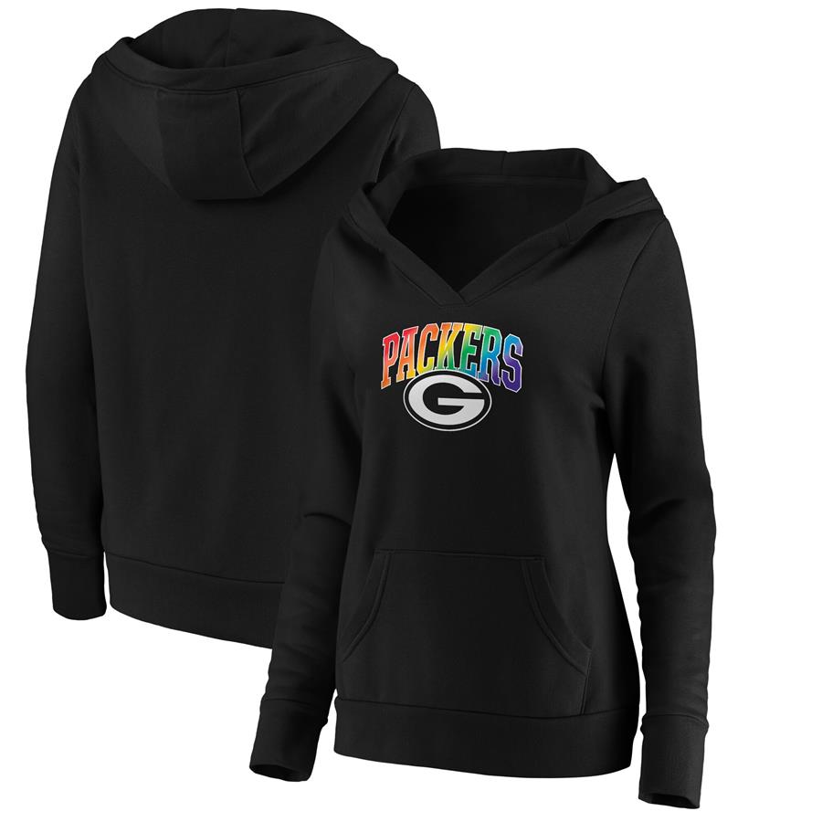 Green Bay Packers NFL Pro Line by Fanatics Branded Women's Pride Logo Pullover Hoodie - Black