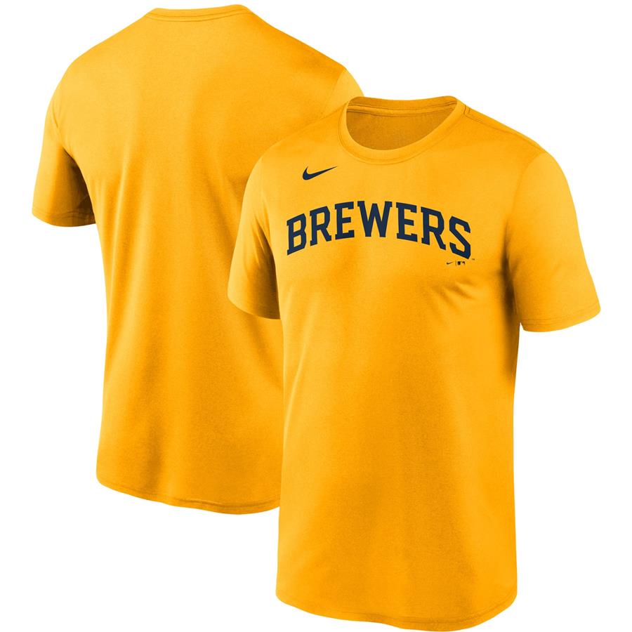 Milwaukee Brewers Nike Wordmark Legend T-Shirt - Gold
