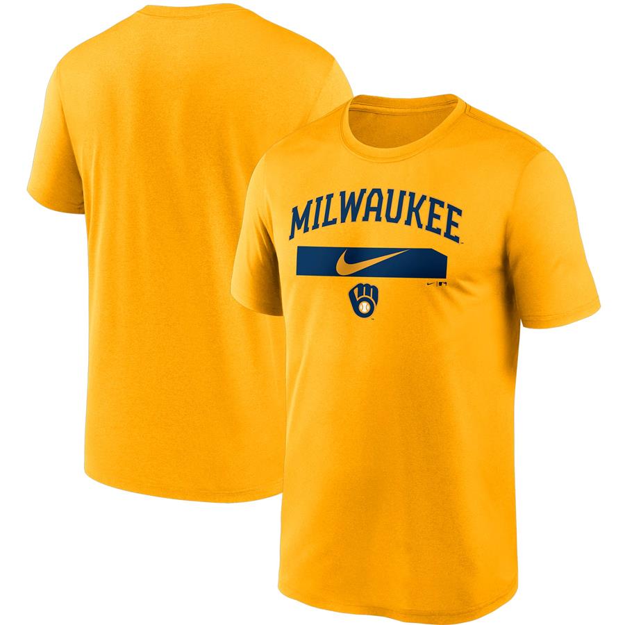 Milwaukee Brewers Nike City Legend Practice Performance T-Shirt - Gold