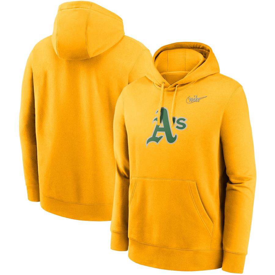 Oakland Athletics Nike Cooperstown Mashup Logo Club Pullover Hoodie - Gold