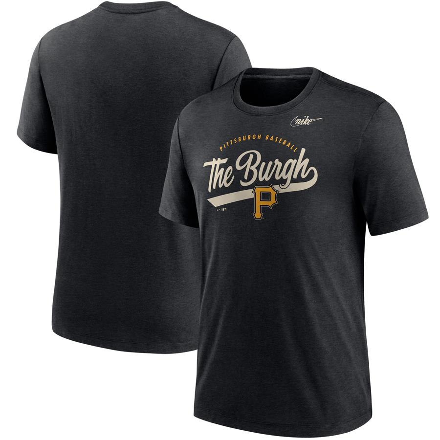 Pittsburgh Pirates Nike Cooperstown Nickname Tri-Blend T-Shirt - Heather Black