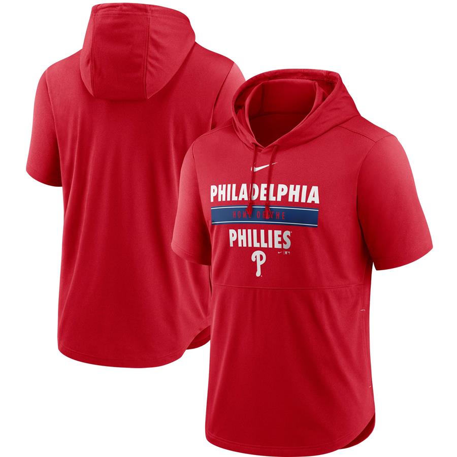 Philadelphia Phillies Nike Home Team Short Sleeve Hoodie Top - Red
