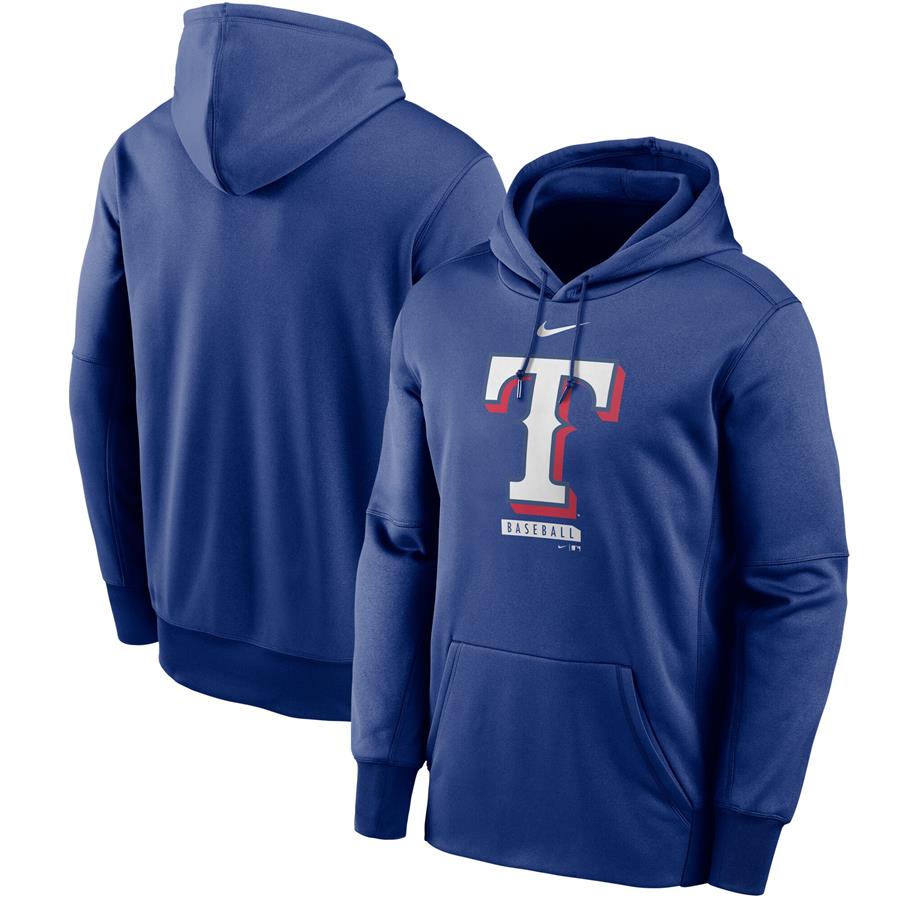 Texas Rangers Nike Logo Therma Performance Pullover Hoodie - Royal