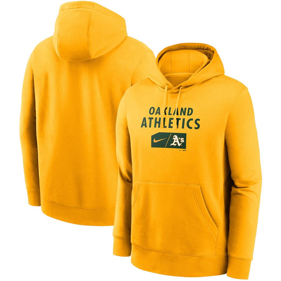 Oakland Athletics Nike Team Lettering Club Pullover Hoodie - Gold