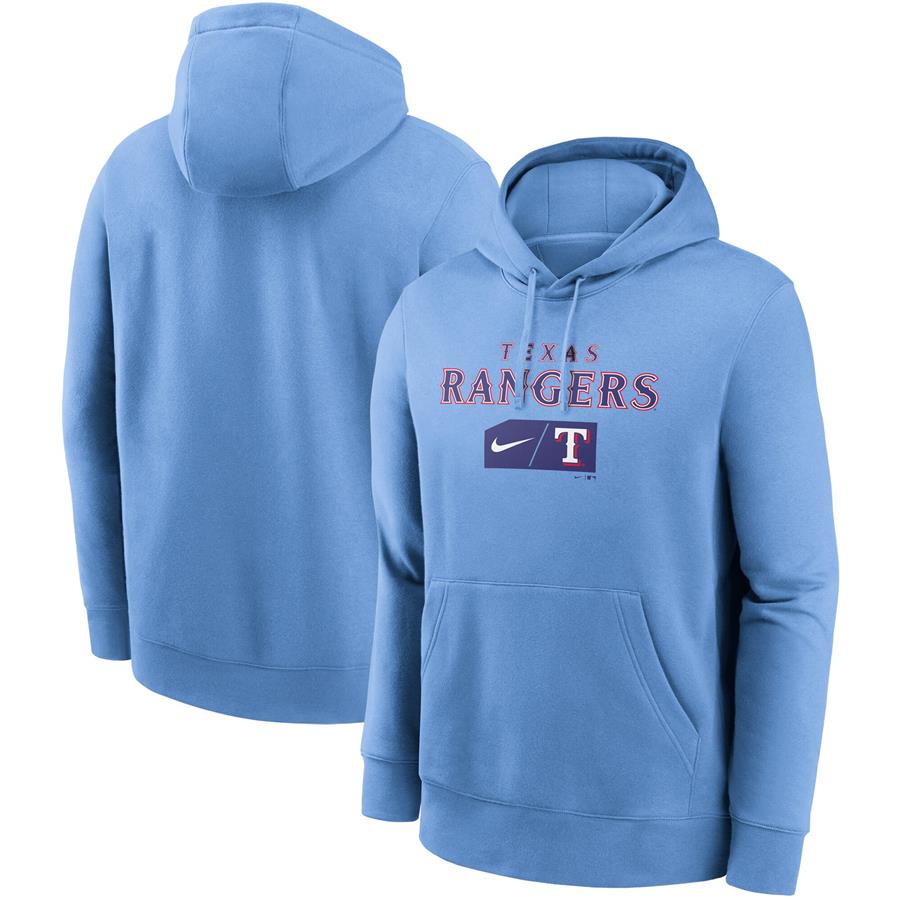 Texas Rangers Nike Team Lettering Club Pullover Hoodie - Light Blue