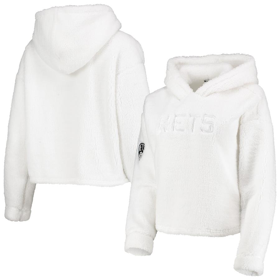 Brooklyn Nets DKNY Sport Women's Cozy Pullover Hoodie - White