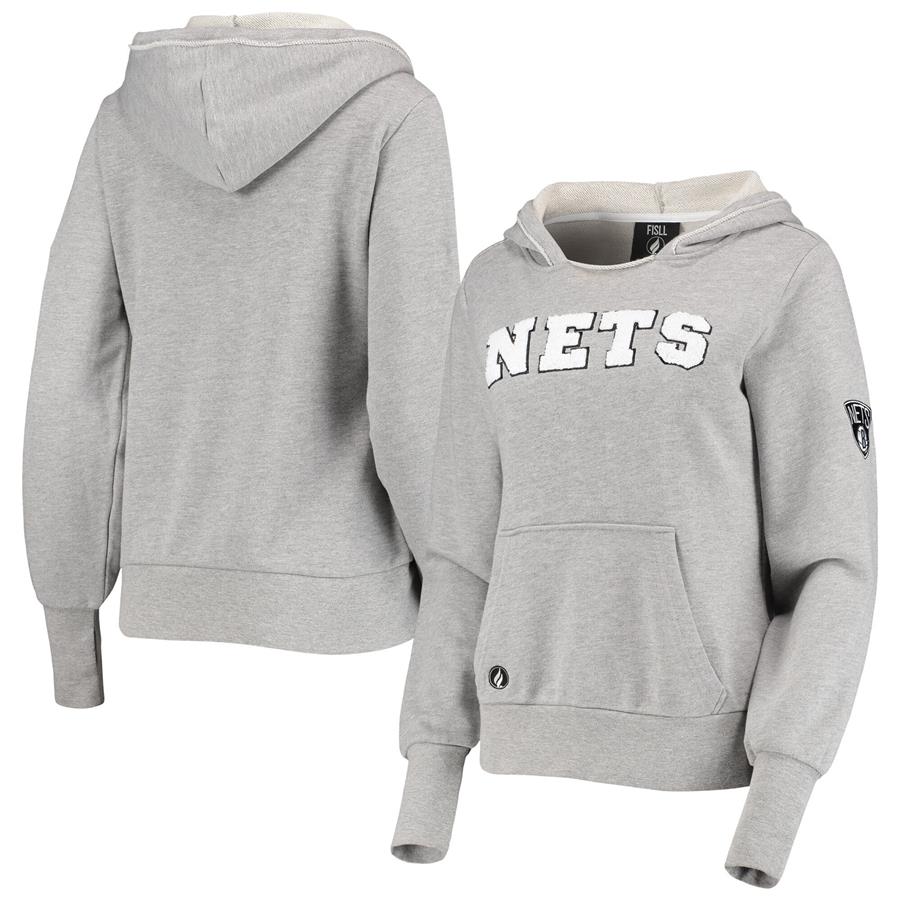 Brooklyn Nets Women's French Terry Pullover Hoodie - Gray