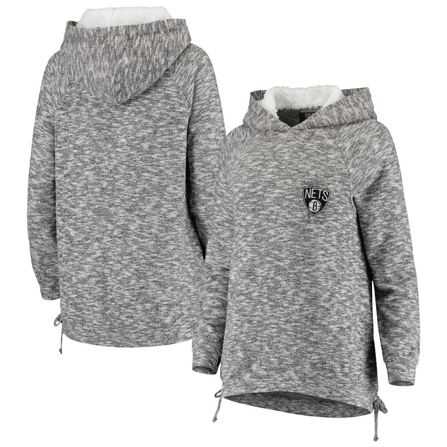 Brooklyn Nets Women's Sherpa Hacci Tri-Blend Pullover Hoodie - Heathered Gray