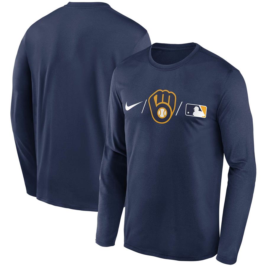 Milwaukee Brewers Nike Authentic Collection Team Legend Performance Long Sleeve T-Shirt - Navy