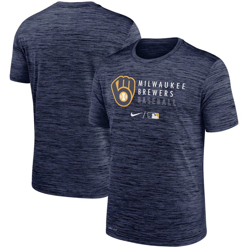 Milwaukee Brewers Nike Authentic Collection Velocity Practice Performance T-Shirt - Heathered Navy