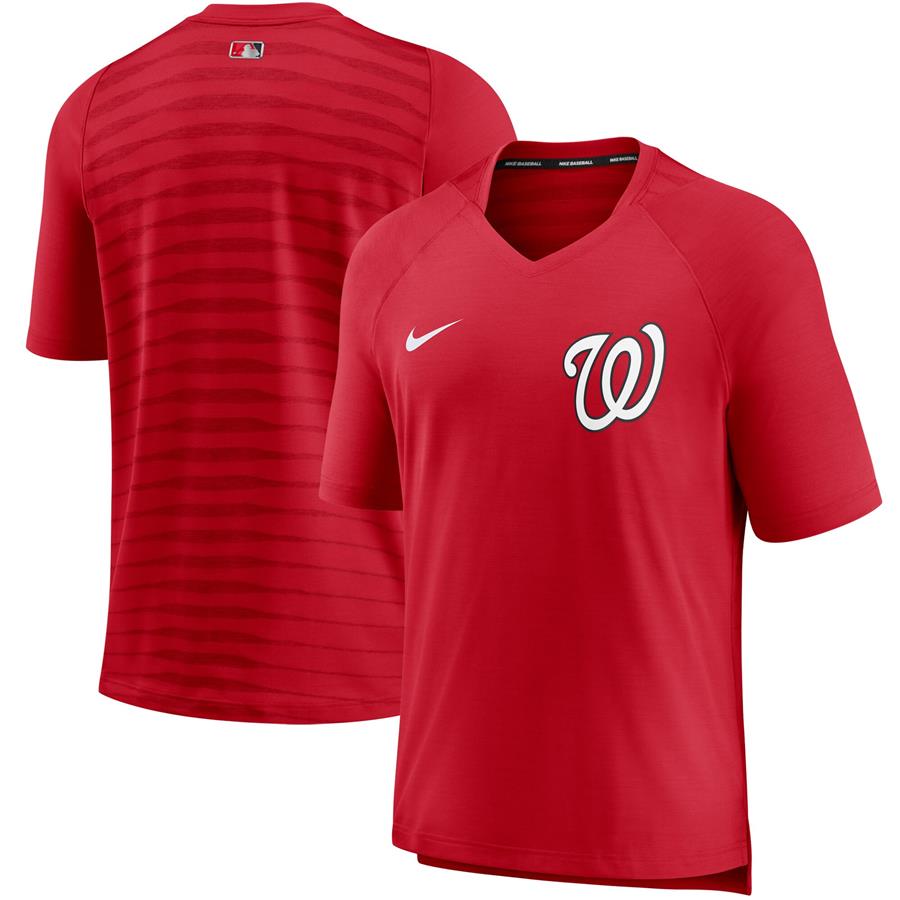 Washington Nationals Nike Authentic Collection Pregame Performance V-Neck T-Shirt - Red