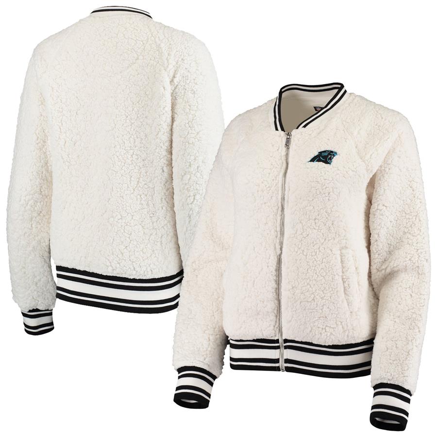 Carolina Panthers New Era Women's Athletic Sherpa Full-Zip Jacket - Cream
