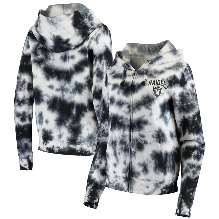 Las Vegas Raiders New Era Women's Tie Dye Fleece Full-Zip Hoodie - Black