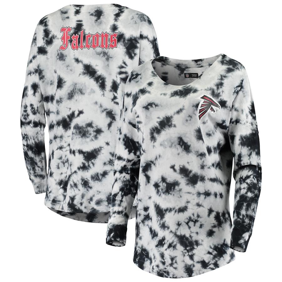 Atlanta Falcons New Era Women's Tie-Dye Long Sleeve T-Shirt - Black