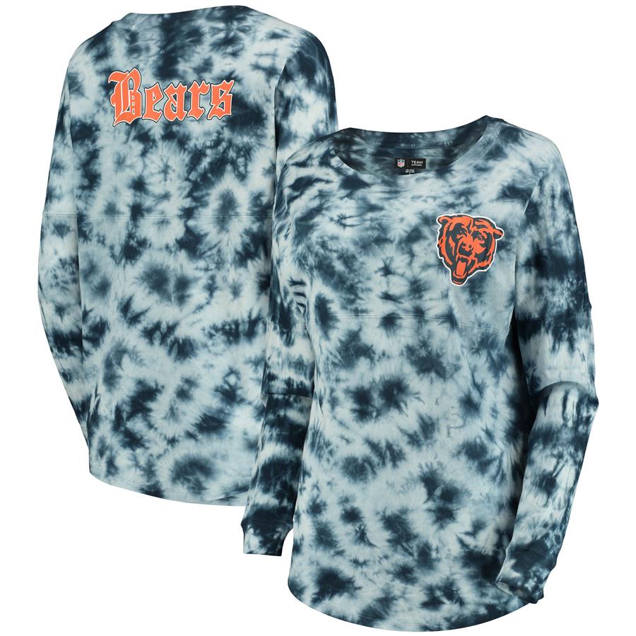 Chicago Bears New Era Women's Tie-Dye Long Sleeve T-Shirt - Navy