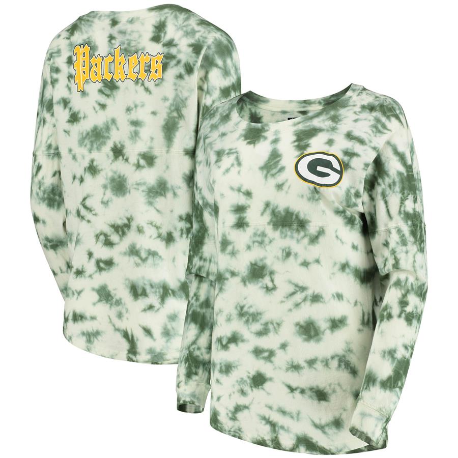 Green Bay Packers New Era Women's Tie-Dye Long Sleeve T-Shirt - Green