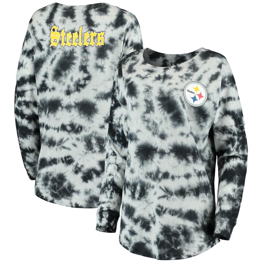 Pittsburgh Steelers New Era Women's Tie-Dye Long Sleeve T-Shirt - Black