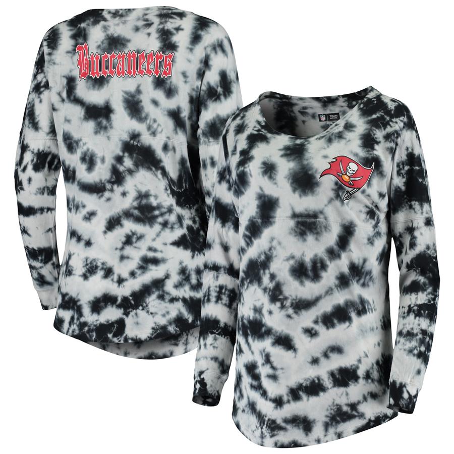 Tampa Bay Buccaneers New Era Women's Tie-Dye Long Sleeve T-Shirt - Black
