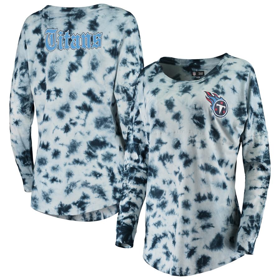 Tennessee Titans New Era Women's Tie-Dye Long Sleeve T-Shirt - Navy