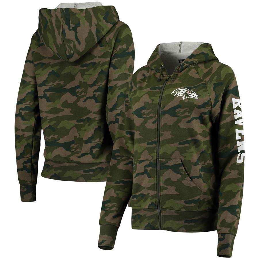 Baltimore Ravens New Era Women's Raglan Full-Zip Hoodie - Camo