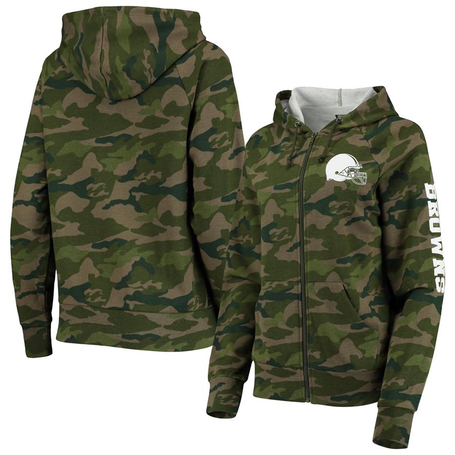 Cleveland Browns New Era Women's Raglan Full-Zip Hoodie - Camo