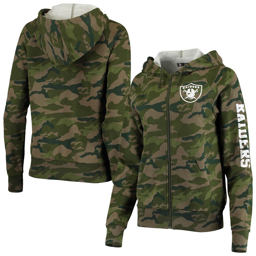 Las Vegas Raiders New Era Women's Raglan Full-Zip Hoodie - Camo