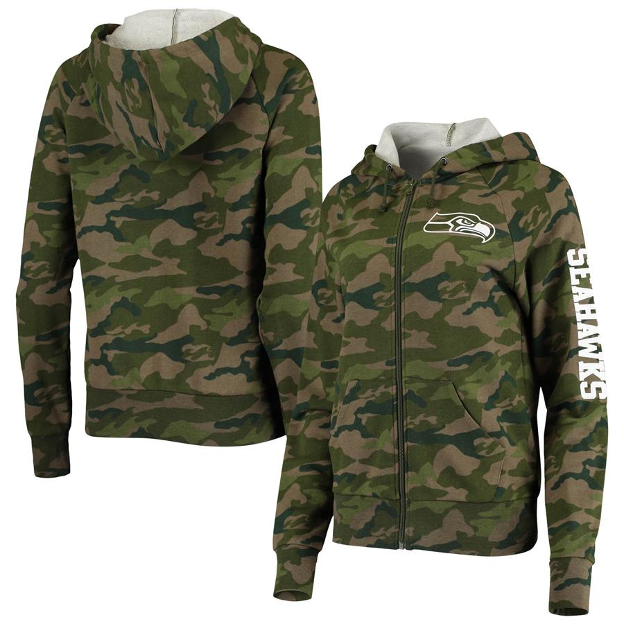 Seattle Seahawks New Era Women's Raglan Full-Zip Hoodie - Camo