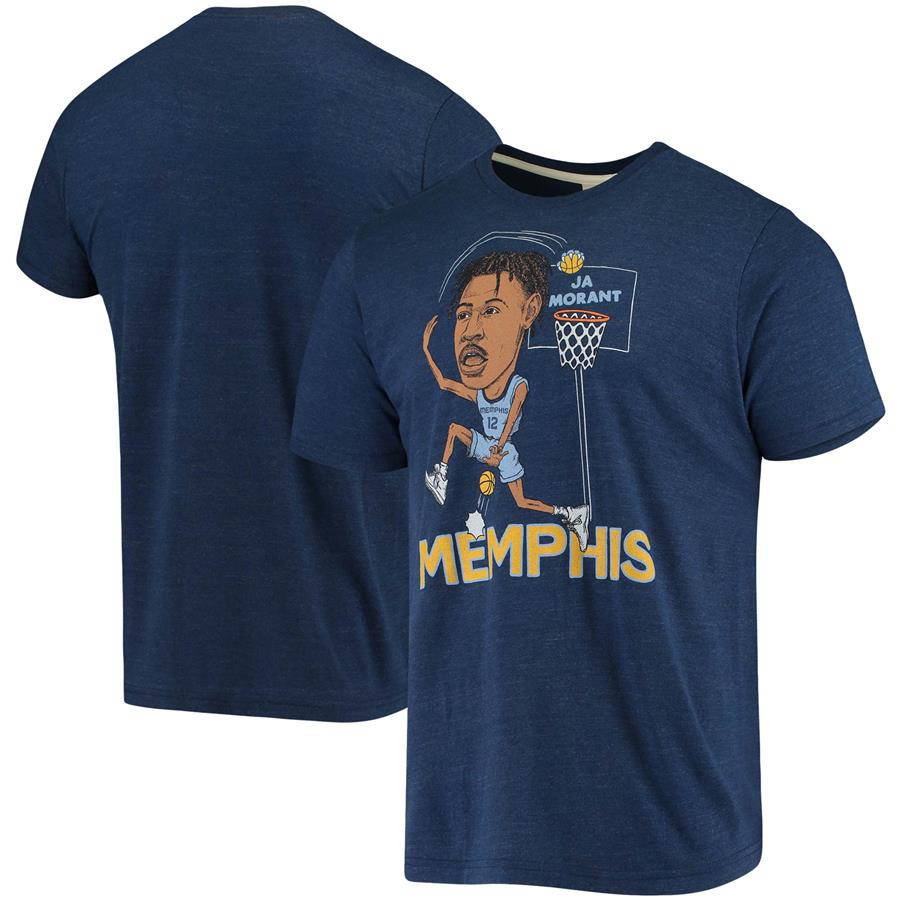Ja Morant Memphis Grizzlies NBA Player Graphic Tri-Blend T-Shirt - Navy