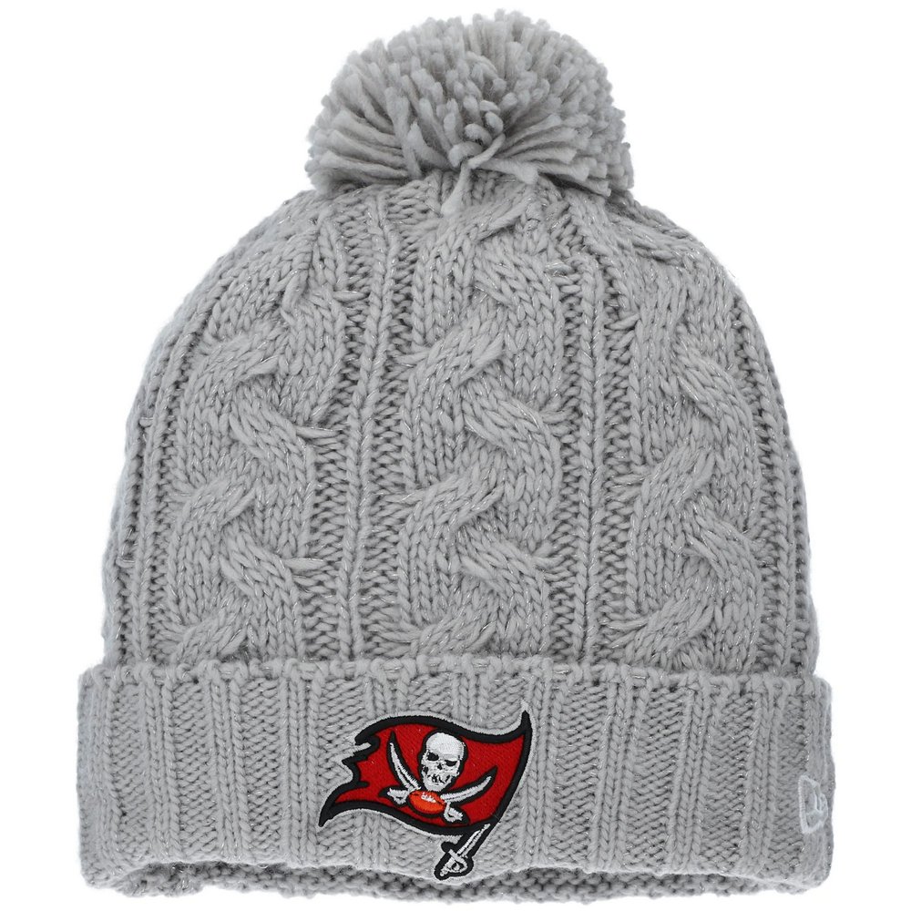 Tampa Bay Buccaneers New Era Women's Team Swift Cable Cuffed Knit Hat with Pom - Gray