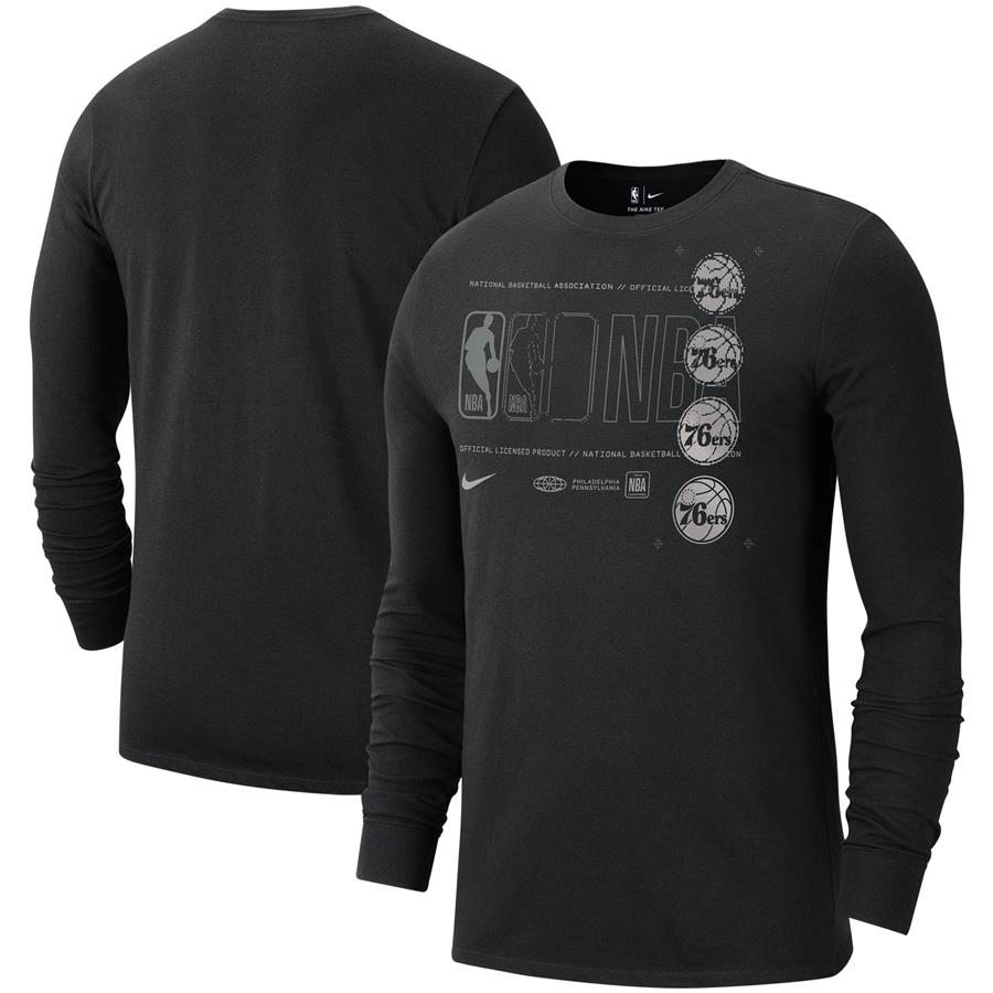 Philadelphia 76ers Nike Courtside Chrome Long Sleeve T-Shirt - Black